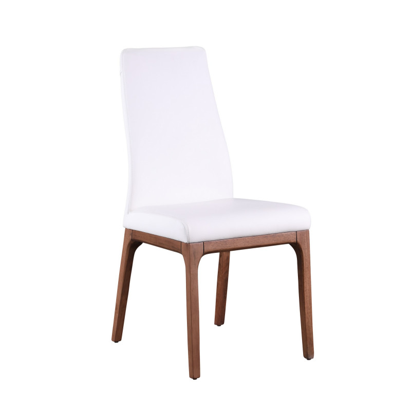Rosario Sc Wal Wht Modern Contour Back Upholstered Side Chair Solid Wood Base 1