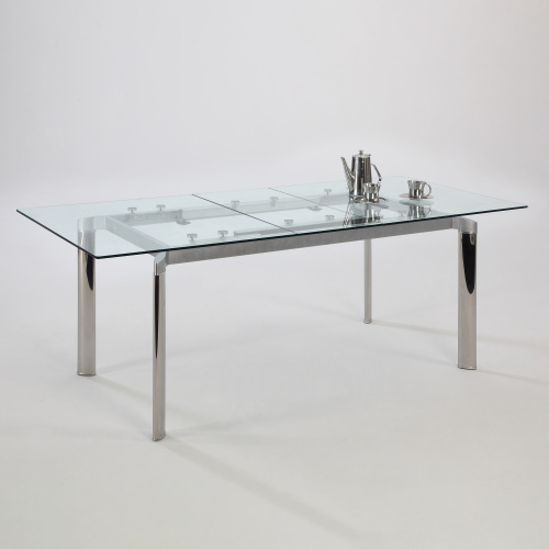 TARA-DT-CLR Modern Extendable Clear Glass Dining Table