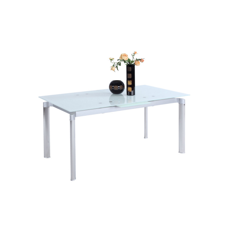 TARA-DT-WHT Modern Extendable White Glass Dining Table