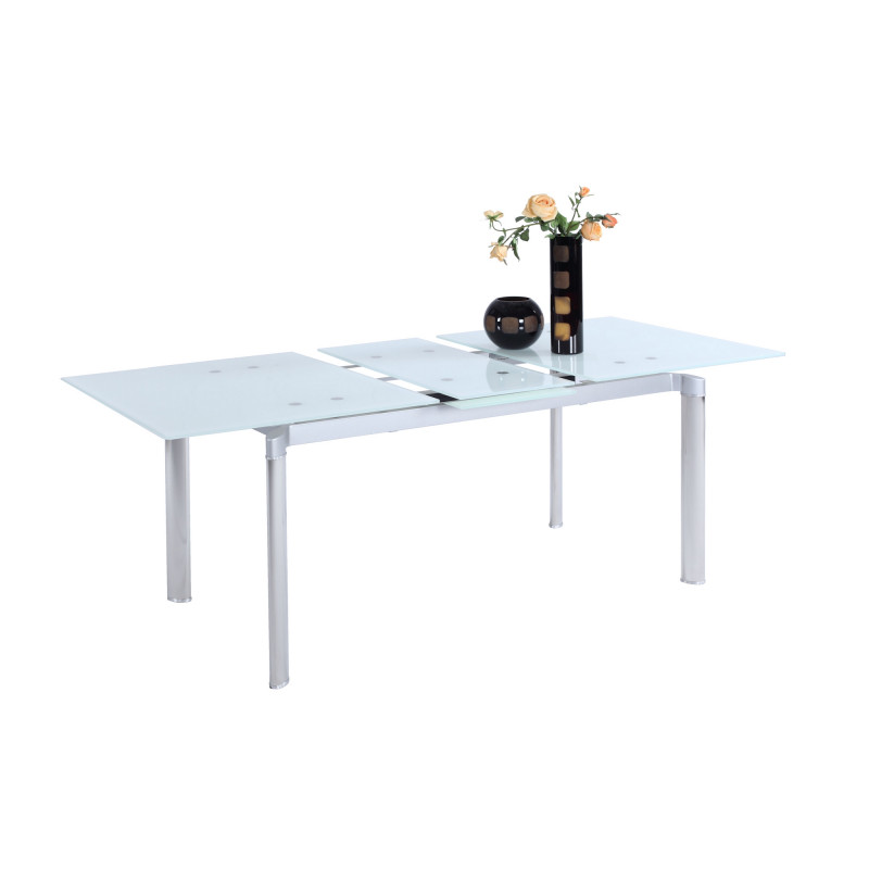 Tara Dt Wht Modern Extendable White Glass Dining Table 3