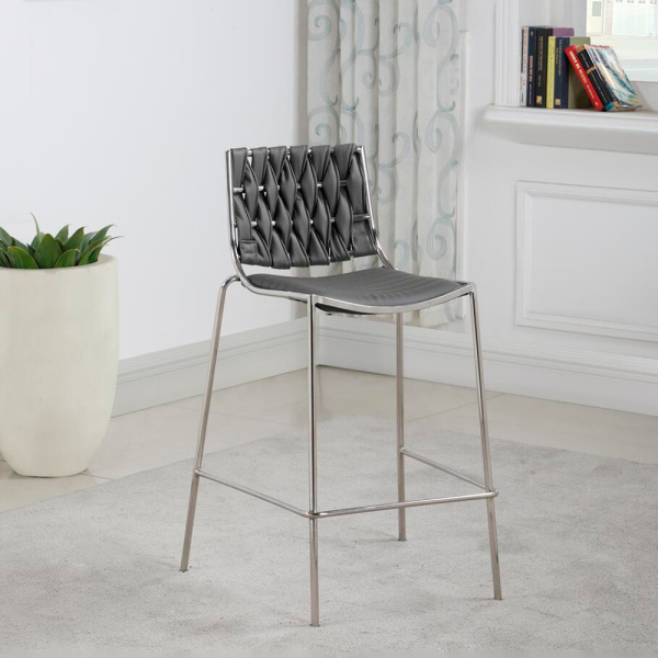 TAYLOR-CS-GRY Contemporary Stackable Counter Stool  Weave Back (Set of 2)