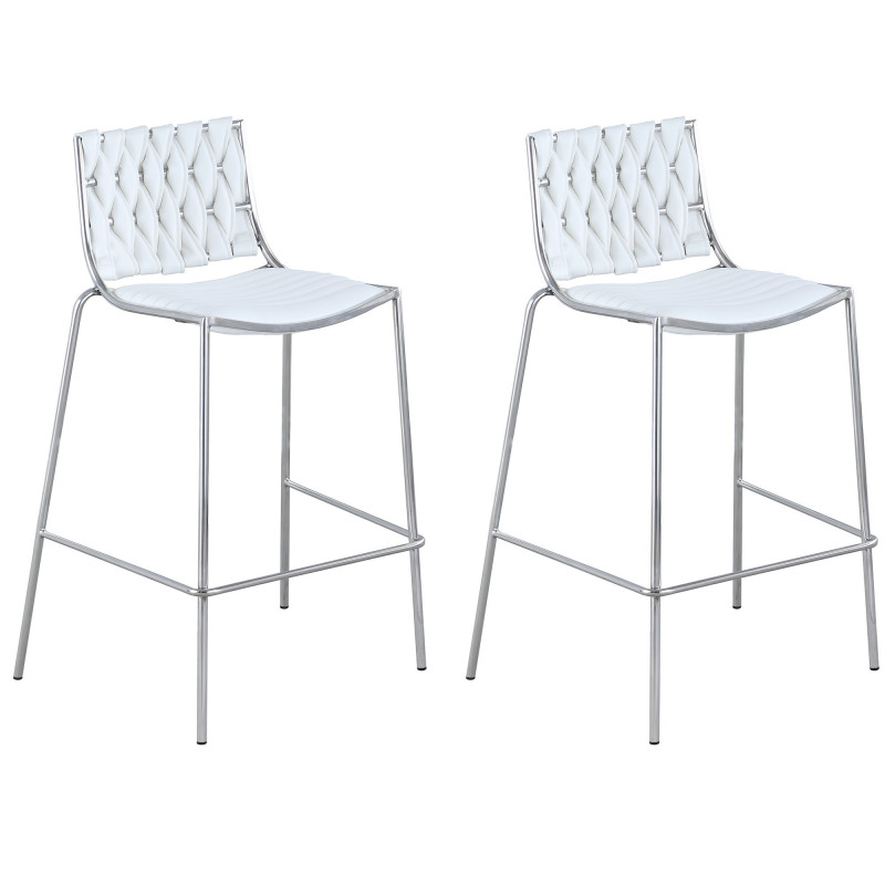 TAYLOR-CS-WHT Contemporary Stackable Counter Stool  Weave Back (Set of 2)