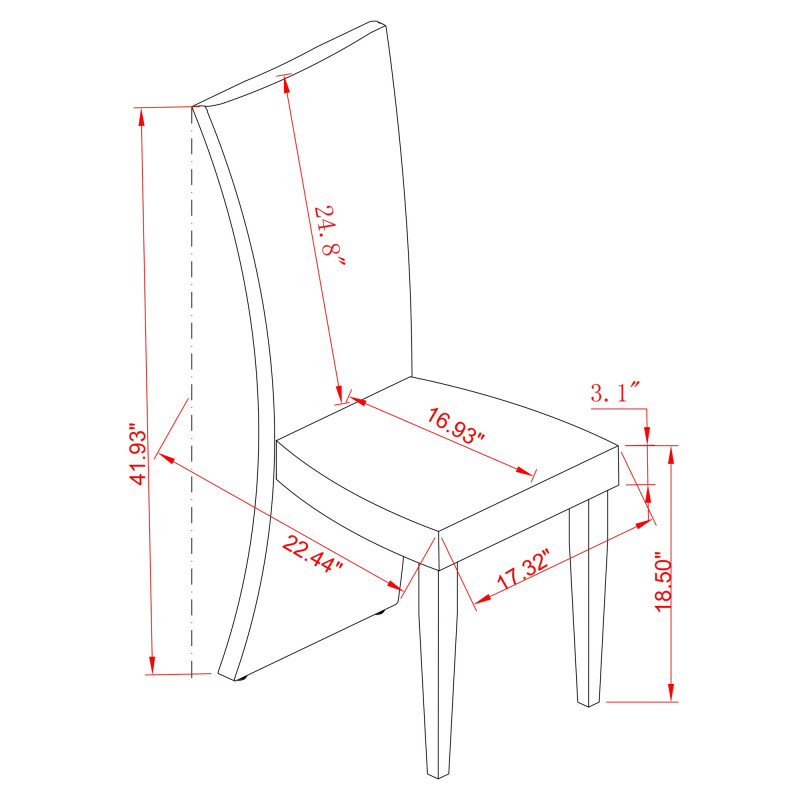 Teresa Sc Rct Wht Transitional Rectangular High Back Side Chair 99
