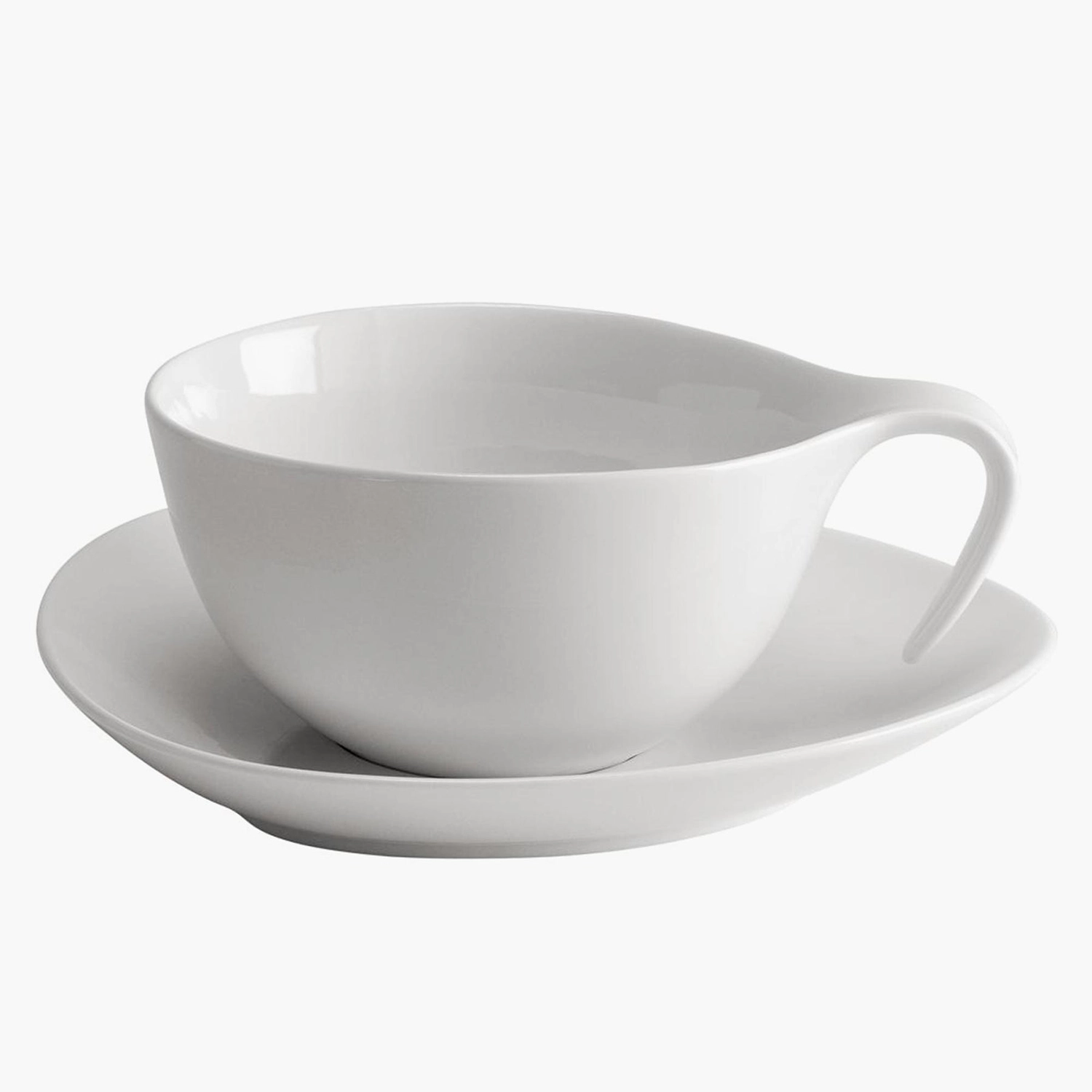 2-OZ White Porcelain Espresso Cup and Saucer - Set of Six