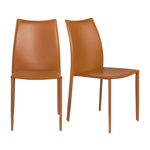 02350COG-MP2 Dalia Stacking Side Chair in Cognac (Set of 2)