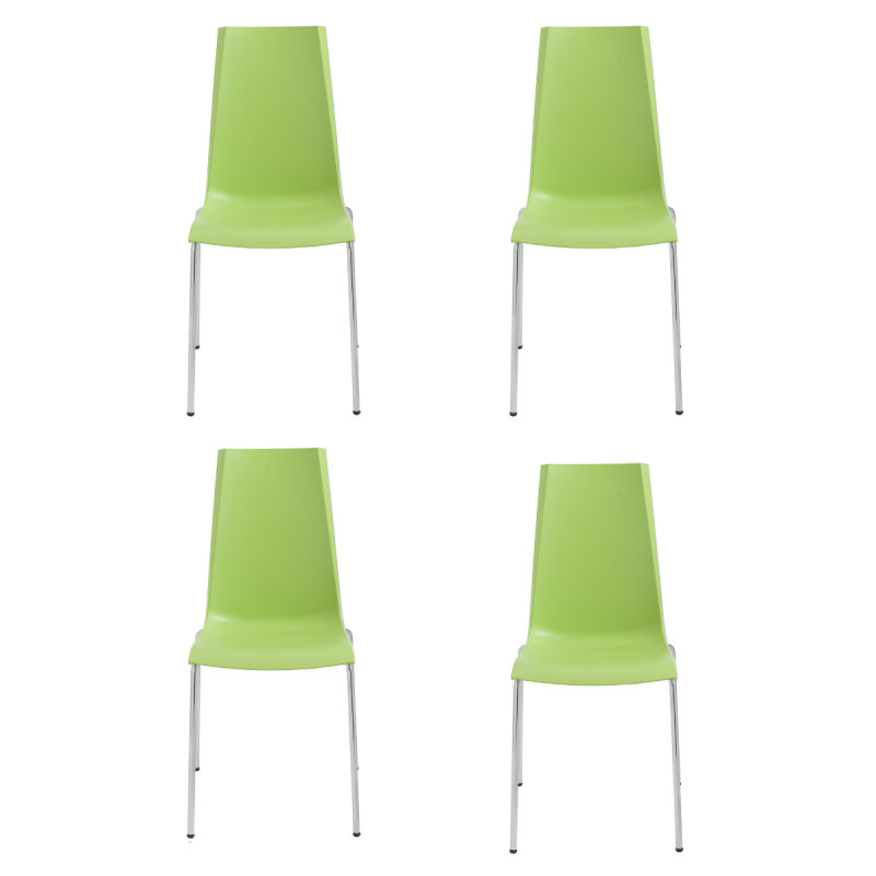 266051 Mannequin Stacking Side Chair in Light Green with Chrome Legs - Set of 4
