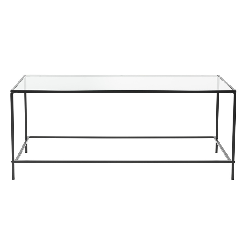 27270BLK Arvi 44" Coffee Table in Clear Glass with Black Base