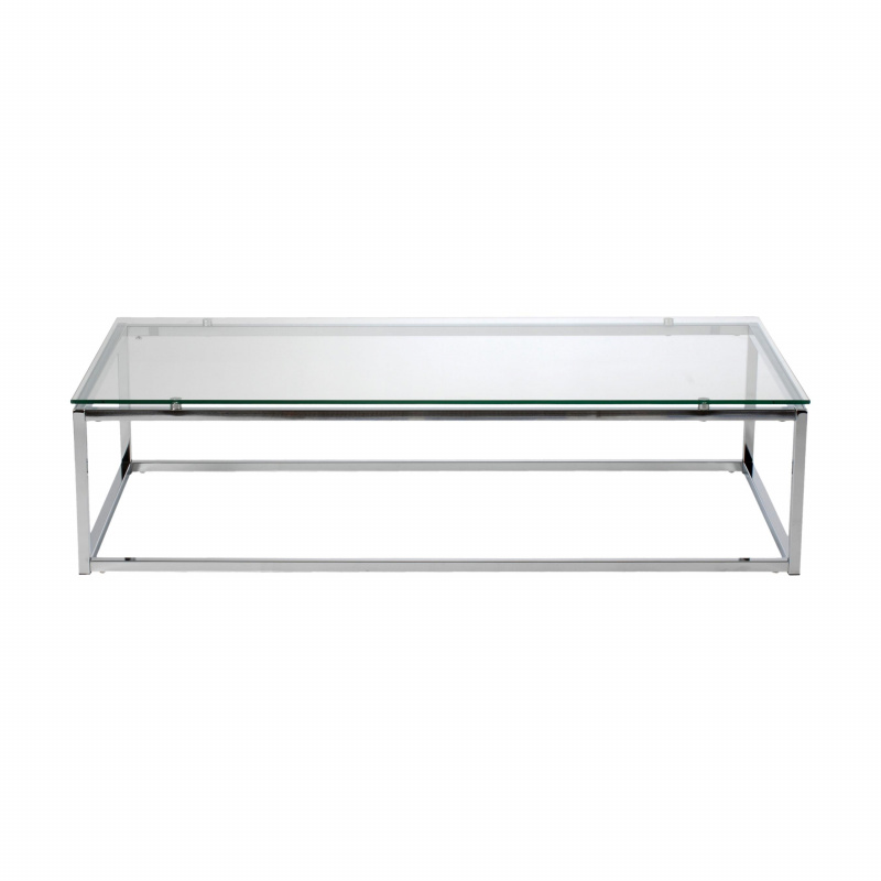 28031 Sandor Rectangle Coffee Table in Clear Glass with Chrome Base