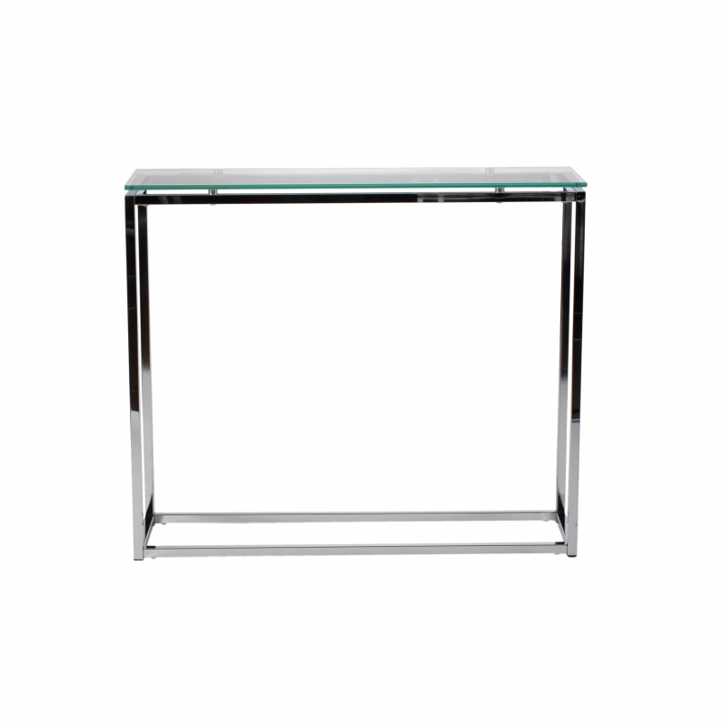 28033 Sandor Console Table with Clear Tempered Glass Top and Chrome Frame