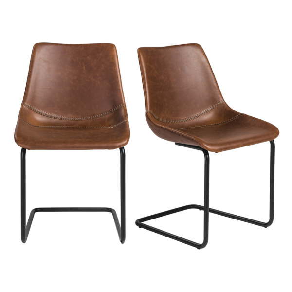 30486DKBRN Flynn Side Chair in Vintage Gray with Black Steel Legs (Set of 2)