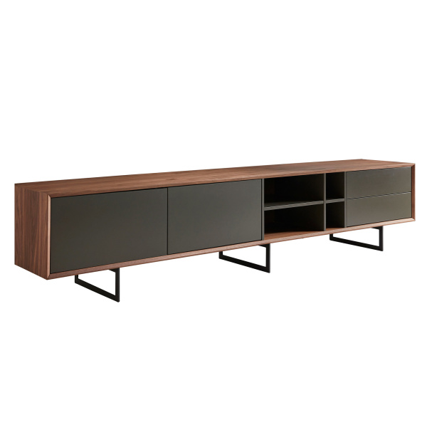 31005GRY-KIT Anderson 95" Media Stand Walnut and Dark Gray