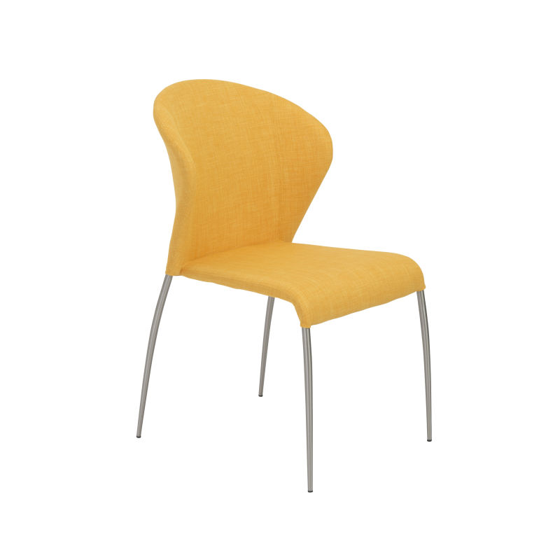 38640YEL-MP2 Sy Stacking Side Chair in Yellow with Brushed Stainless Steel Legs - Set of 2