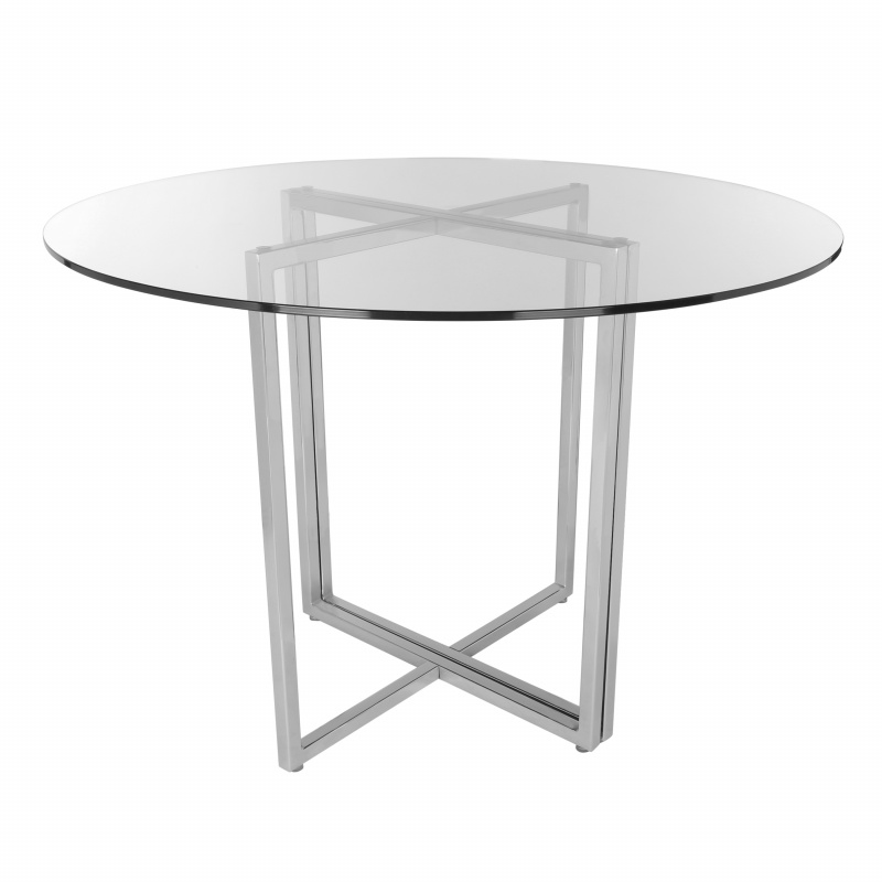 81136SS-KIT Legend 36" Dining Table with Clear Tempered Glass Top and Brushed Stainless Steel Base