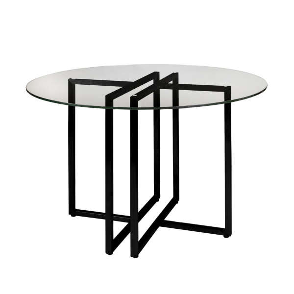 81142BLK-KIT Legend 42" Dining Table with Clear Tempered Glass Top and Steel Base in Matte Black