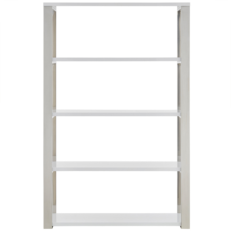 90460WHT-KIT Dillon 40-Inch Shelf/Shelving Unit with High Gloss White Shelves and Polished Stainless Steel Frame