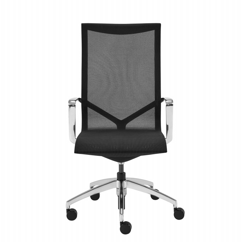 90552-BLK Tertu High Back Office Chair in Black Mesh with Polished Aluminum Base