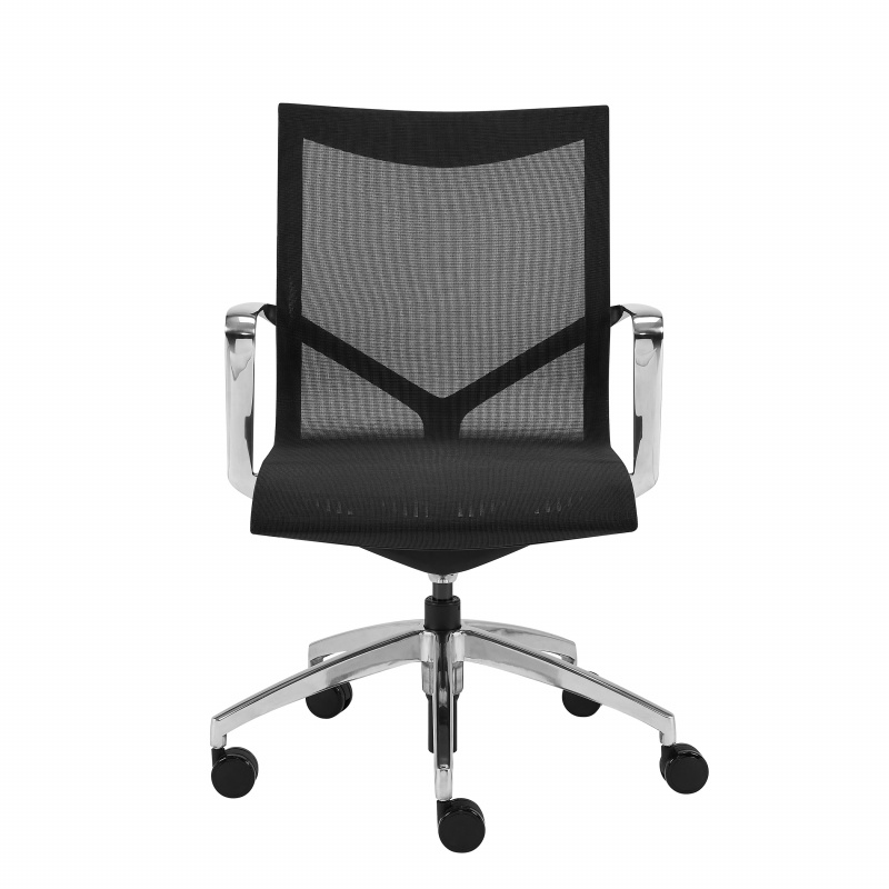 90554-BLK Tertu Low Back Office Chair in Black Mesh with Polished Aluminum Base