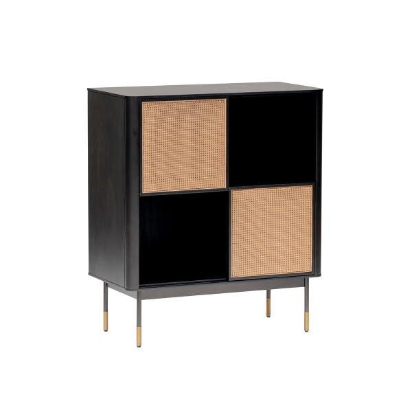 94220BLK Miriam 33" Cabinet in Black with Natural Wicker