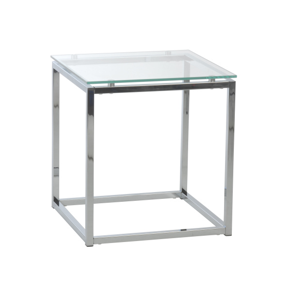 Euro Style 28032 Sandor Square Side Table In Clear Glass With Chrome Base 2