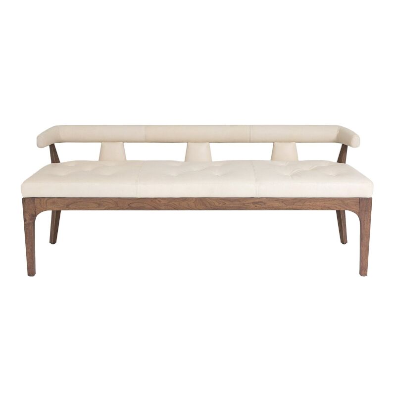 2592 Global Views Moderno Bench-Ivory Marble Leather 2592
