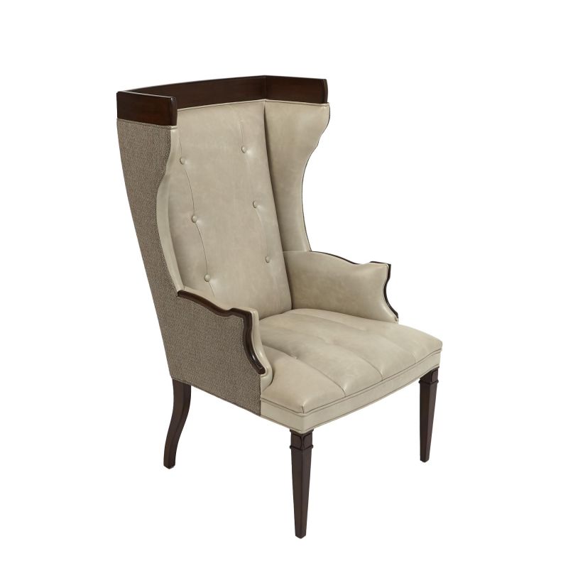 2639 Global Views Wrenn Chair-Fabric/Leather Combo 2639