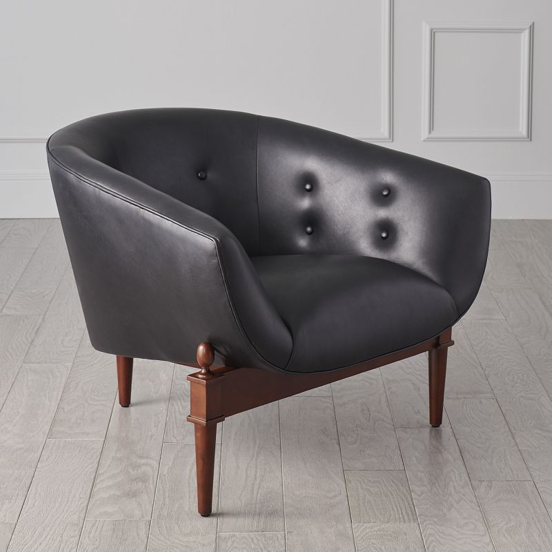 2650 Global Views Mimi Chair-Black Marbled Leather 2650