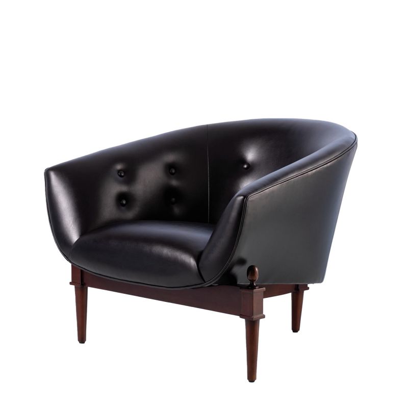 2650 Global Views Mimi Chair-Black Marbled Leather 2650