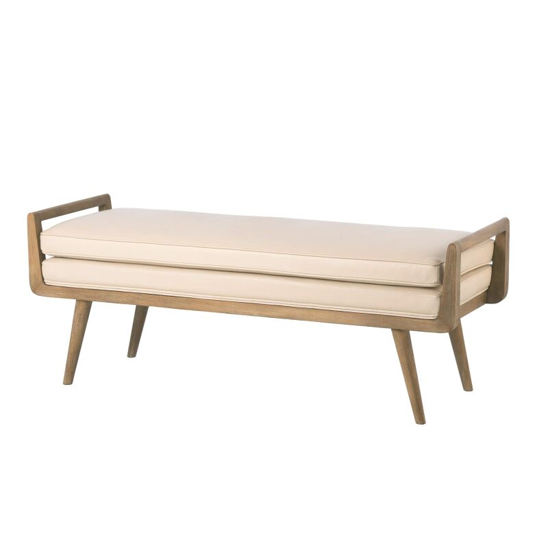 7.20188 Global Views Lucas Long Bench-Beige Leather 7.20188