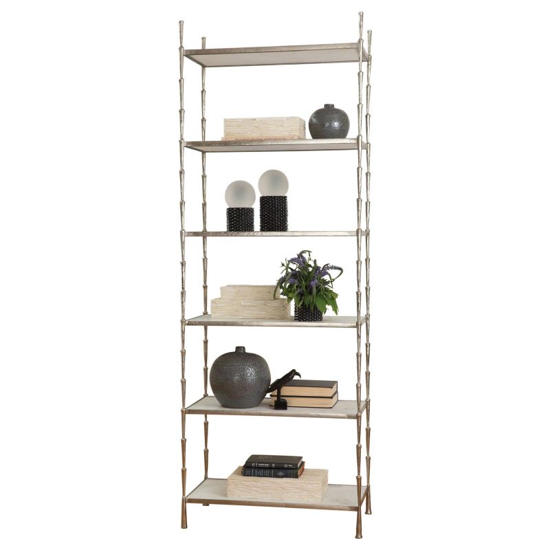 7.90512 Global Views Spike Etagere-Antique Nickel w/White Marble 7.90512