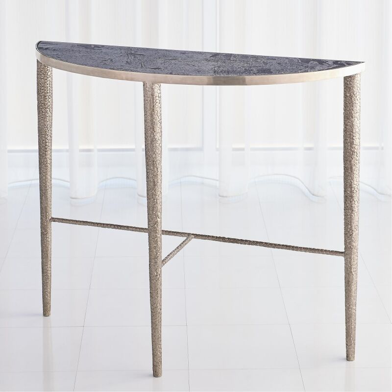 7.91138 Global Views Hammered Console-Antique Nickel w/Grey Marble 7.91138