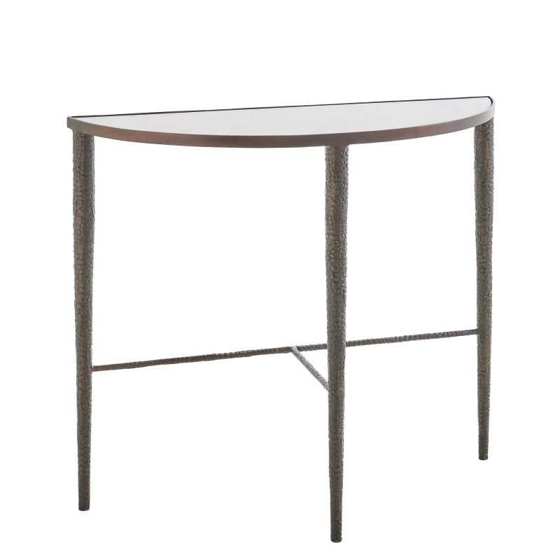 7.91144 Global Views Hammered Console-Bronze w/White Marble 7.91144