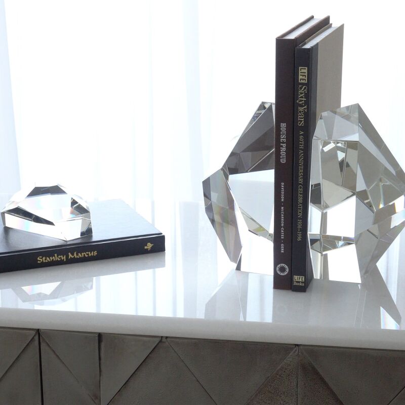 8.82942 Global Views S/2 Crystal Bookends-Clear 8.82942