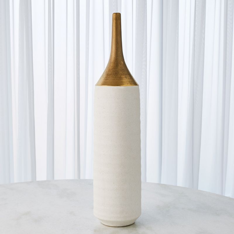 8.82965 Global Views Two-Toned Vase-Gold/White-Lg 8.82965