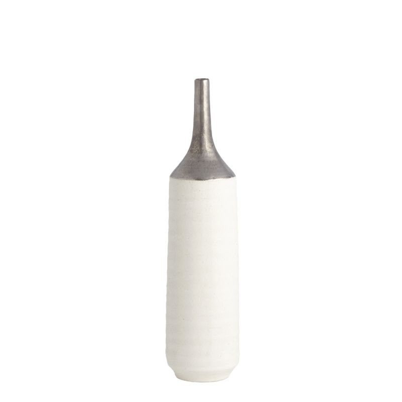 8.82969 Global Views Two-Toned Vase-Silver/White-Med 8.82969
