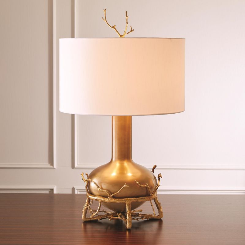 9.92234 Global Views Fat Brass Twig Table Lamp 9.92234