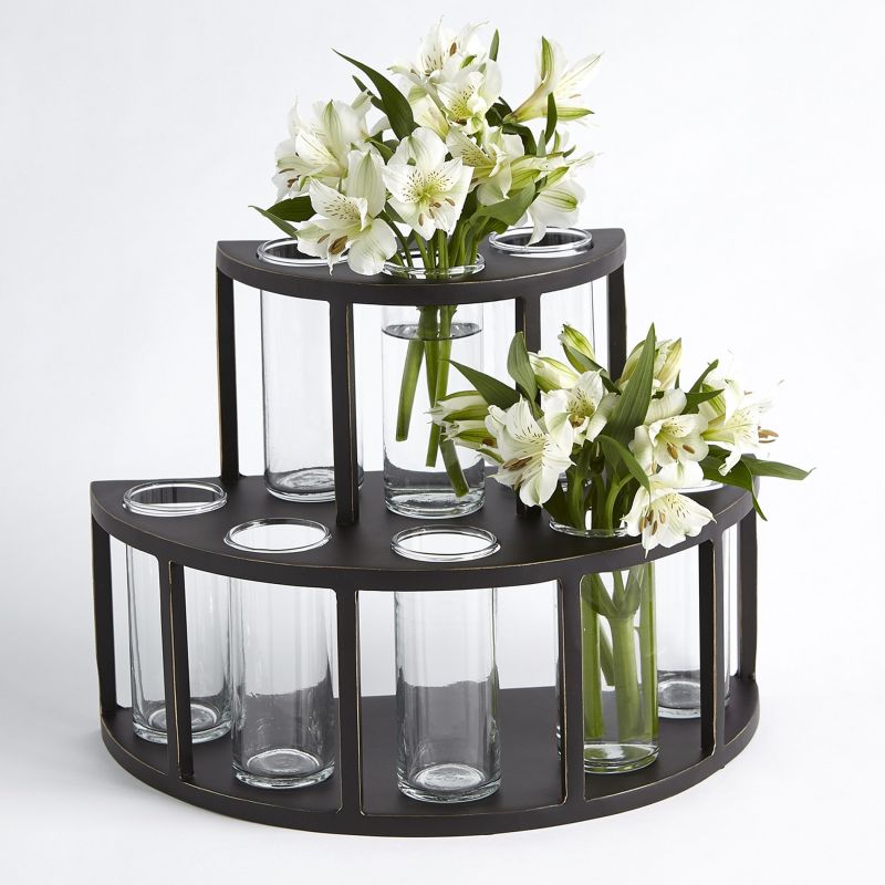 9.93558 Global Views 2 Tier Tube Flower Holder-With Glass Tubes 9.93558
