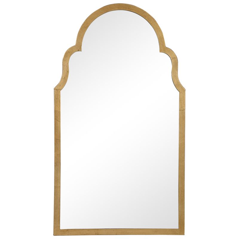 Iron Arch Mirror in Gold, 21W x 37H x 1D, | Satin by Homethreads