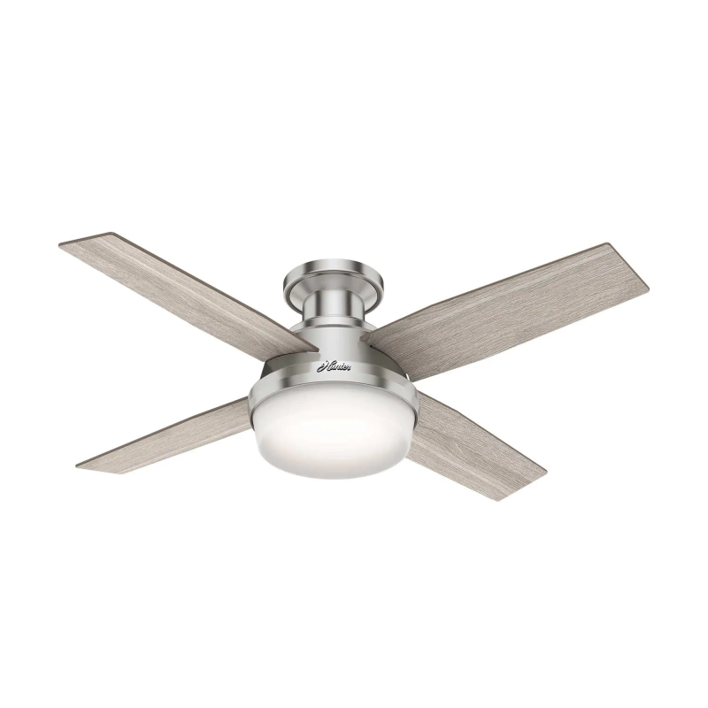 50282 Hunter 44 inch Dempsey Brushed Nickel Low Profile Ceiling Fan with LED Light Kit and Handheld Remote