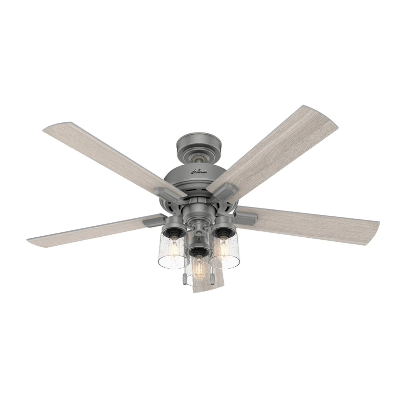 50651 Hunter 52 inch Hartland Matte Silver Ceiling Fan with LED Light Kit and Pull Chain