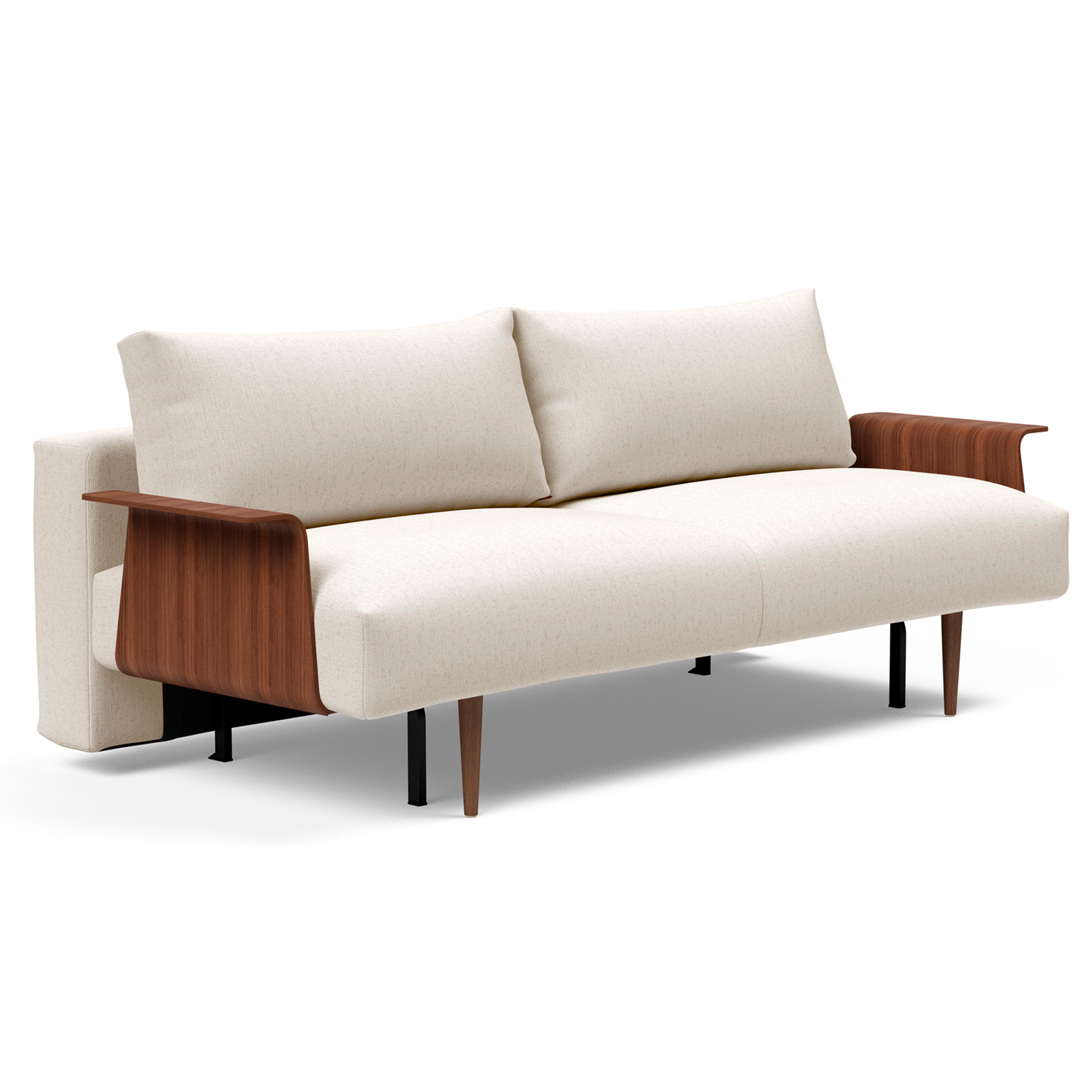 Frode Sofa with Wood Arms in Boucle OffWhite Fabric in Boucle White by Innovation Living