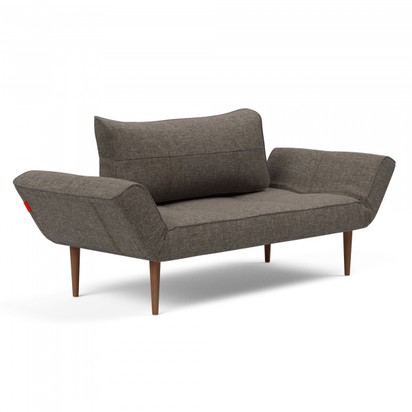 Zeal Sleeper Sofa with Dark Wood Legs in Flashtex Grey