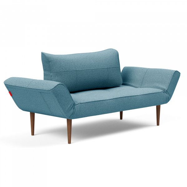 Zeal Sleeper Sofa with  Dark Wood Legs in Mixed Dance Light Blue