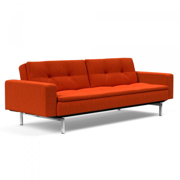 Dublexo Sleeper Sofa with Arms & Stainless Legs in Elegance Paprika