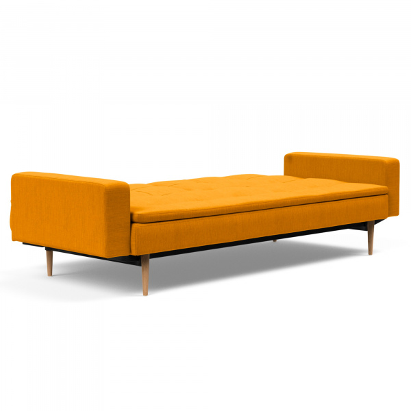 95-74105020507-10-32 Dublexo Sleeper Sofa with Arms & Dark Wood Legs in Elegance Burnt Curry