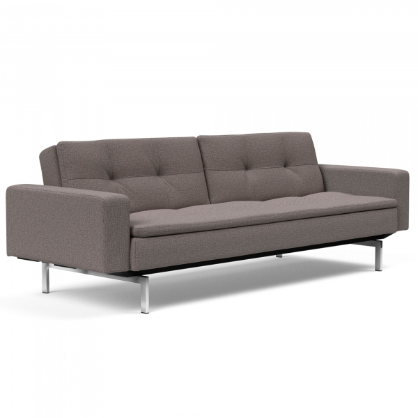 Dublexo Sleeper Sofa with Arms & Stainless Legs in Mixed Dance Grey