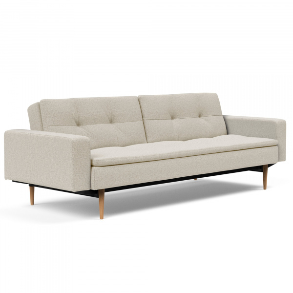 95-74105020527-10-32 Dublexo Sleeper Sofa with Arms & Pin Legs in Mixed Dance Natural