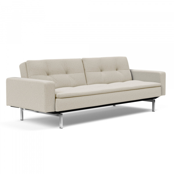 Dublexo Sleeper Sofa with Arms & Stainless Legs in Mixed Dance Natural