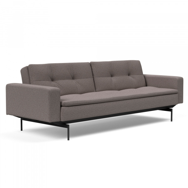 Dublexo Sleeper Sofa with Arms & Pin Legs in Mixed Dance Grey