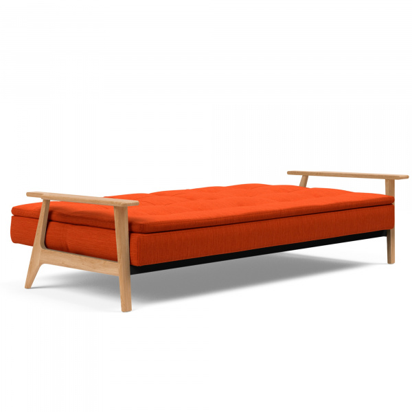 95-74105027506-5-2 Dublexo Frej Sleeper Sofa with Lacquered Oak Legs in Elegance Paprika