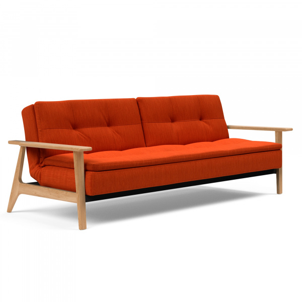 Dublexo Frej Sleeper Sofa with Lacquered Oak Legs in Elegance Paprika